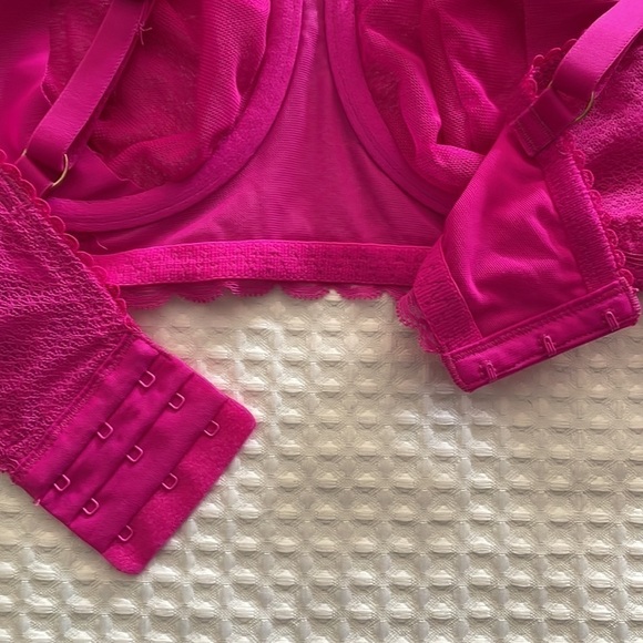 Auden Bra 34C Hot Pink Barbiecore Fairycore Mesh Stretchy Adjustable Sheer Wired - Picture 8 of 11
